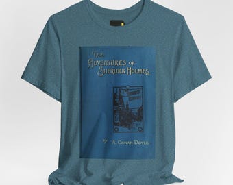 T-Shirt mit dem Buchcover von „Die Abenteuer des Sherlock Holmes“, Arthur Conan Doyle-Literatur-Shirt, Geschenk für Leser