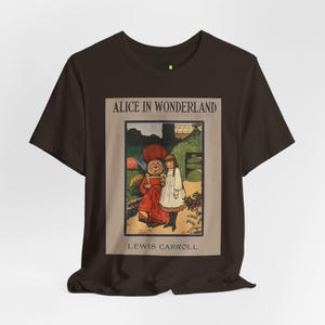 Alice in Wonderland Book Cover T-Shirt, Lewis Carroll Classic Literature Shirt, Reader Gift image 2