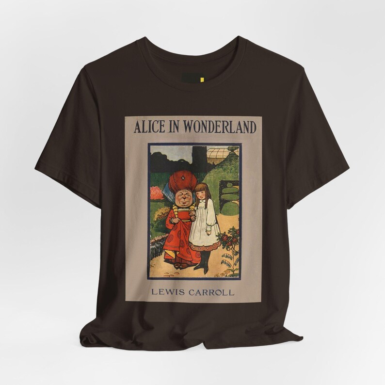 Alice in Wonderland Book Cover T-Shirt, Lewis Carroll Classic Literature Shirt, Reader Gift image 2