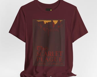 T-Shirt mit dem Buchcover von „Die scharlachrote Pest“, Jack-London-Literatur-Shirt, Geschenkidee für einen Klassiker
