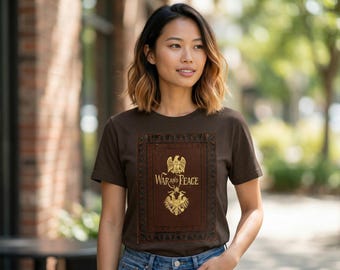 Camiseta con la portada del libro vintage Guerra y Paz, camiseta literaria de León Tolstói