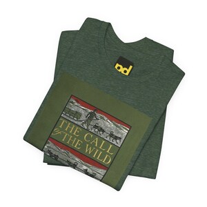 T-shirt met de boekomslag van 'The Call of the Wild', een T-shirt met de literaire afbeelding van Jack London, een klassiek cadeau geïnspireerd op deze roman. afbeelding 5