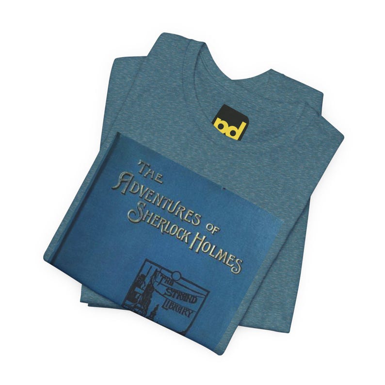 Camiseta com a capa do livro As Aventuras de Sherlock Holmes, camiseta literária de Arthur Conan Doyle, presente para leitor. imagem 4