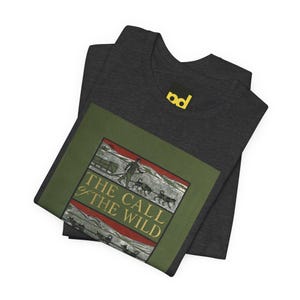 T-shirt met de boekomslag van 'The Call of the Wild', een T-shirt met de literaire afbeelding van Jack London, een klassiek cadeau geïnspireerd op deze roman. afbeelding 6