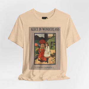 Alice in Wonderland Book Cover T-Shirt, Lewis Carroll Classic Literature Shirt, Reader Gift image 3