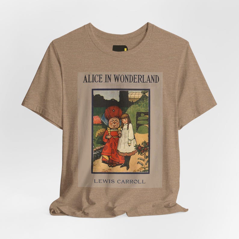 Alice in Wonderland Book Cover T-Shirt, Lewis Carroll Classic Literature Shirt, Reader Gift image 1