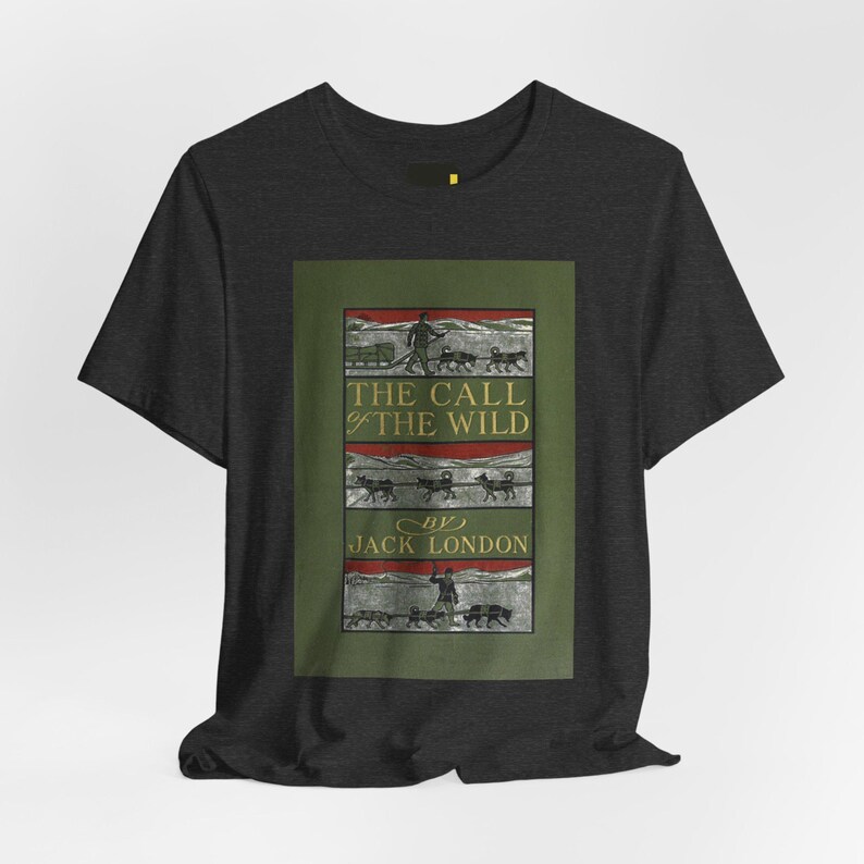 T-shirt met de boekomslag van 'The Call of the Wild', een T-shirt met de literaire afbeelding van Jack London, een klassiek cadeau geïnspireerd op deze roman. afbeelding 2