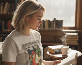 Camiseta de Alicia en el País de las Maravillas: Camiseta literaria con portada de libro vintage