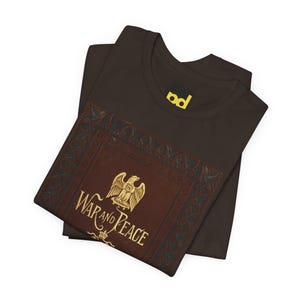 War and Peace Book Cover T-Shirt, Leo Tolstoy Literature Shirt, Classic Reader Gift image 5
