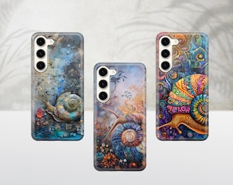 Snail Phone Case Wild kingdom Cover for Samsung Galaxy S24 S23 FE S22 Pro S21 Ultra A25 A15, animal-inspired, slow, crawl, shell, dreamlike