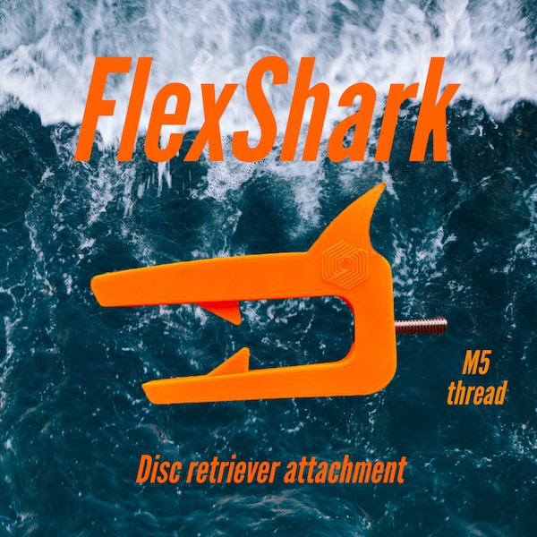 FlexShark - Disc golf disc retriever attachment (M5 size bolt option)
