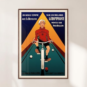 Plakat Vintage Bicycle, Retro French Cycling Print, Sztuka ścienna w stylu Tour de France, Sztuka ścienna w pubie sportowym, Prezent na parapetówkę dla rowerzystów