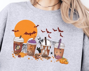 Fall Coffee Shirt, Cute Fall Sweatshirt, Coffee Lover tee Shirt, Halloween Pumpkin Latte Drink Cup, Pumpkin Spice Shirt, Thanksgiving Shirt