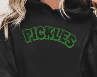 Collegiate Vintage Pickle Hoodie, Womens Canning Season Pickle Shirt, Pickle Lover Sweater, Fun Pickle Crewneck, Pickling Season Gift