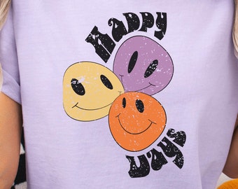 Happy Days Comfort Colors Shirt, Positive Shirt, Be Happy T-Shirt, Smile Face Tee, Motivational Shirt, Positivity Gift, Inspirational Shirts