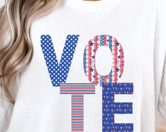 VOTE Comfort Colors, Vote Shirt,  Election shirt, Political t-shirt, Vote 2024 Tee, Go Vote Shirt, Trump, Harris, Stars & Stripes Crew