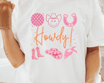 Koszulka Howdy, koszulka z grafiką w stylu western, oversize'owa koszulka z grafiką, urocze koszule w stylu western, koszula w stylu boho w stylu western, koszula w stylu południowo-zachodnim, koszula w stylu środkowo-zachodnim, koszula w stylu nashville