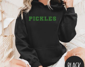Collegiate Vintage Pickle Hoodie, Womens Canning Season Pickle Shirt, Pickle Lover Sweater, Fun Pickle Crewneck, Pickling Season Gift