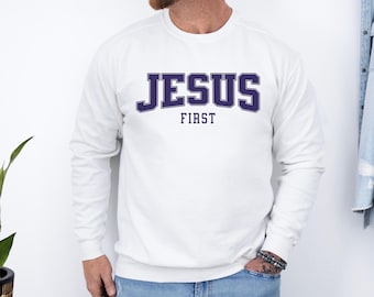 Sudadera Jesus First Comfort Colors, Regalos religiosos, Camiseta con versículo bíblico, Sudadera cristiana motivacional, Suéter para amantes de Jesús, Fe unisex