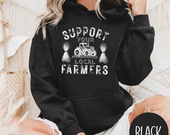 Steun je lokale boerenhoodie, boerderijtrui, boerderijfamiliesweater, koeienliefhebber boer, boerenleven, shirt boerderijvrouw, vaderdagshirt