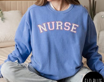 Nurse Comfort Colors® Floral Sweatshirt, Toile Nurse Shirt, RN Shirt, Nurse Graduation Gift, Nurse Week, Nurse Appreciation, Gift For Nurse