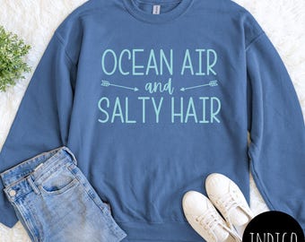 Sudadera Salty, Camiseta Coastal Vibes, Camiseta de playa de verano, Regalo de playa oceánica, Be Salty, Regalos de verano para mujer, Camiseta playera, Camiseta Salty Hair