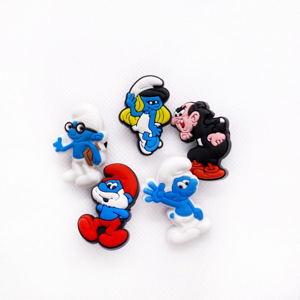 The Smurfs Cartoon Croc Charms, Jibbitz, Clogs Set | Dive into Fun with Your Favourite Blue Friends!
