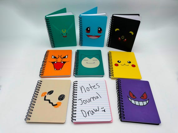 Pokemon mini spiral notebook, 60 sheets, 120 lined pages, Drawing, Writing, Notes