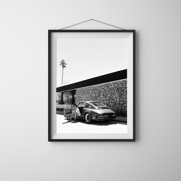 Print porsche 911 vintage, black and white print instant download, cars print vintage, 90's,mood, art, photography