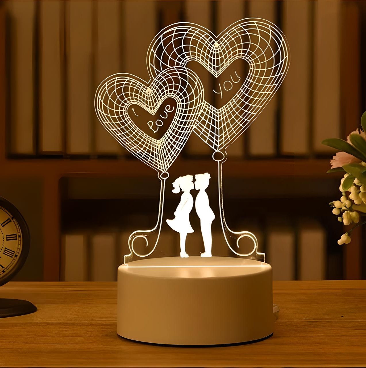 Valentinstag geschenk für freundin 7 Farbe Ändern 3D Hologramm Liebe Herz  Lampe USB Acryl Lichter jahrestag