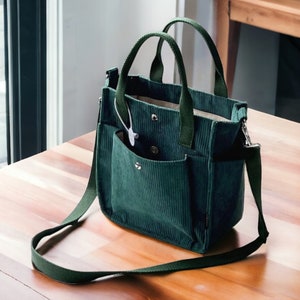 Sac fourre-tout en velours côtelé, sac à bandoulière pour femme, sac à main pour femme, sac messager femme, sac bandoulière femme, sac cabas, sac messager en toile image 3