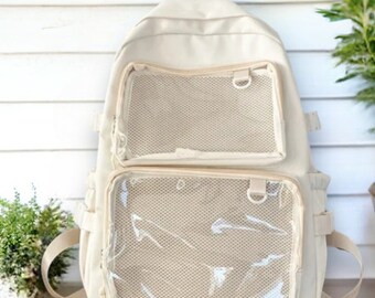 Transparent Ita Bag Backpack, Large Transparent Ita Backpack, Kawaii Japanese School Bag, College Kawaii Backpack, Kawaii College Backpack