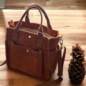 Sac fourre-tout en velours côtelé, sac à bandoulière pour femme, sac à main pour femme, sac messager femme, sac bandoulière femme, sac cabas, sac messager en toile Brown