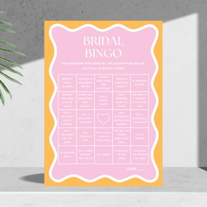 Ultimate Bridal Shower Game Pack Orange & Pink Wavy Border Hens Party Games Canva Digital Download Printable image 3