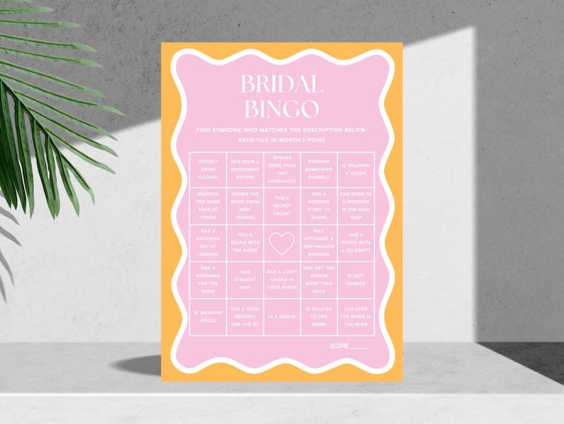 Ultimate Bridal Shower Game Pack Orange & Pink Wavy Border Hens Party Games Canva Digital Download Printable image 3