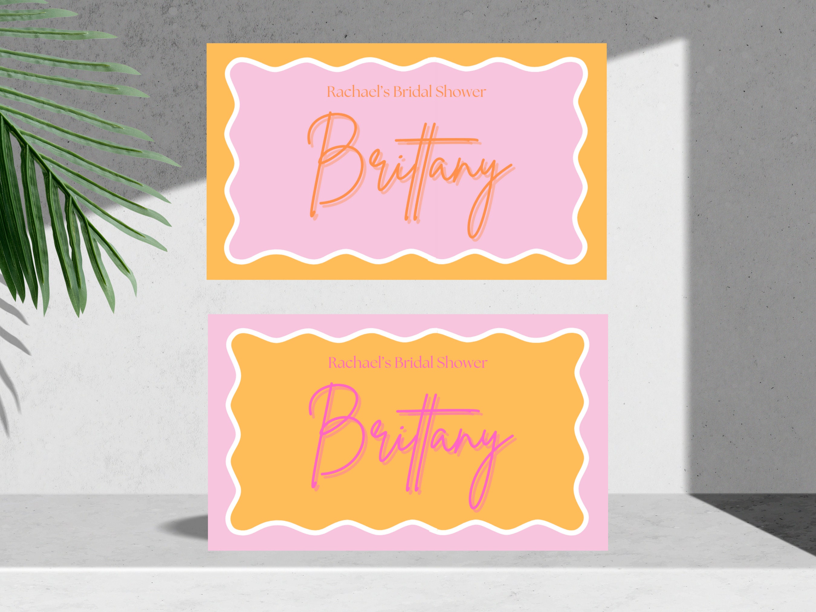 Printable Bridal Shower Name Tag | Hens Party Name Tag | Canva Digital Download | Orange &amp; Pink ...