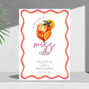 Brautparty Willkommensschild zum Ausdrucken | Hennen Willkommens-Schild | Canva Digitaler Download | Spritz Pinker gewellter Rand