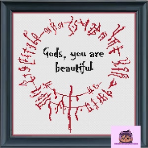 Astarion Gods you are beautiful quote Baldurs Gate 3 Cross stitch pattern Dungeons and Dragons
