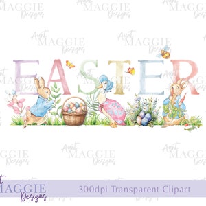 Peter Rabbit Flopsy Bunny, prima Pasqua 2024 Design a sublimazione, uova pastello 1°, arte digitale istantanea, PNG, maglietta di Pasqua, biglietto di Pasqua PNG