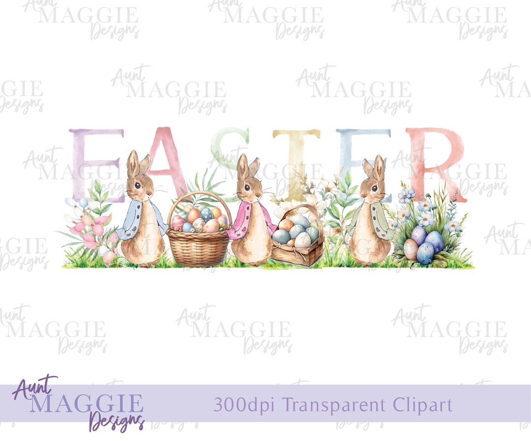 Peter Rabbit Easter PNG, First Easter 2024, Pastel Eggs (digital ...