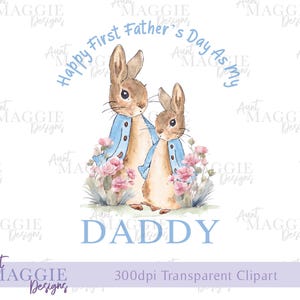 Camiseta con diseño de sublimación de conejo de Peter Rabbit para el día del padre, arte digital en acuarela, PNG instantáneo, nueva tarjeta para papá e hijo PNG