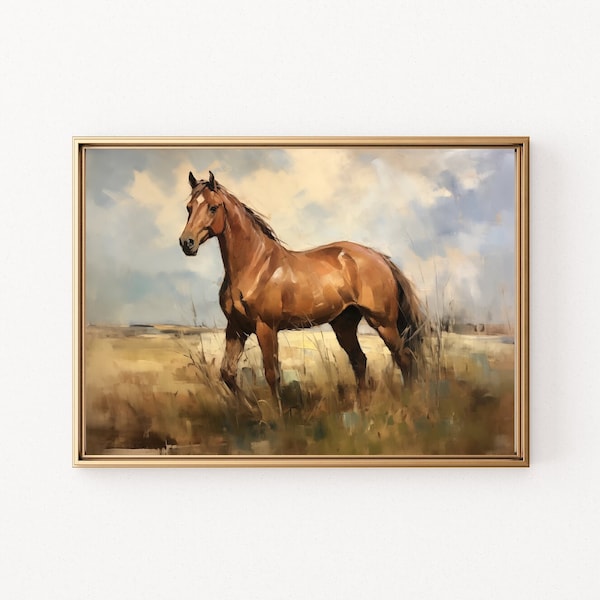 Horse Painting - Vintage Oil Painting Wall Art - Digital Print