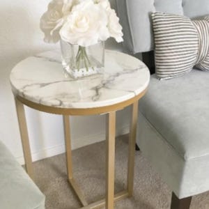 Gold Marble Coffee Side Table For Living Room Home Furniture End Table