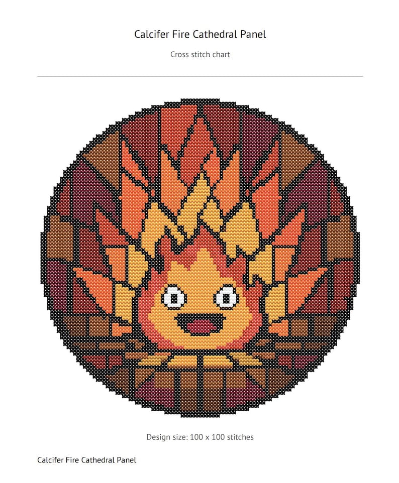 Calcifer Fire Cathedral Panel Cross Stitch Pattern (instant Download ...
