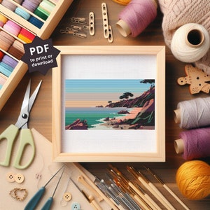 Beach Landscape Cross Stitch Pattern: DIY Embroidery (Digital Download)
