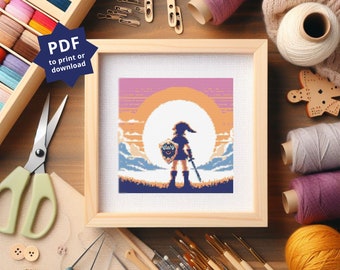 Wzór haftu krzyżykowego „Zelda Sunset”: DIY (wzór PDF)