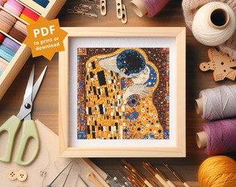 Il bacio di Klimt - Schema punto croce, ricamo fai da te (schema PDF)