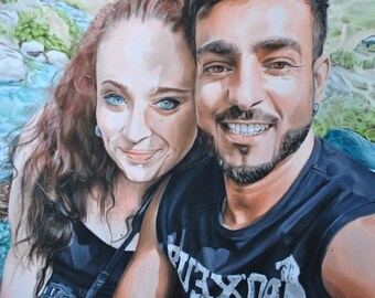 Retrato personalizado hecho con lápices pastel/pasteles secos sobre papel