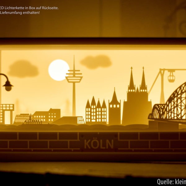 Shadowbox Köln Cologne - Schattenbox Skyline Lichtkasten Schaukasten Lightbox