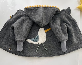 Veste de marche coton doublure en peluche laine promenade veste d’extérieur en laine vierge 80-134 filles | garçon bébé | tout-petit gris individuel